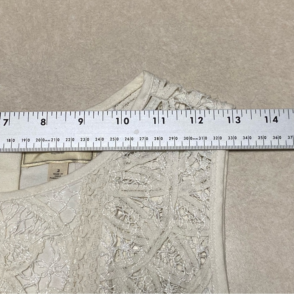 Moulinette Soeurs Anthropologie Lace Garden Shift Dress Ivory Cream Size 2 - Picture 8 of 16